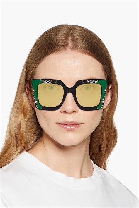 gucci striped acetate sunglasse|gucci crystal embellished sunglasses.